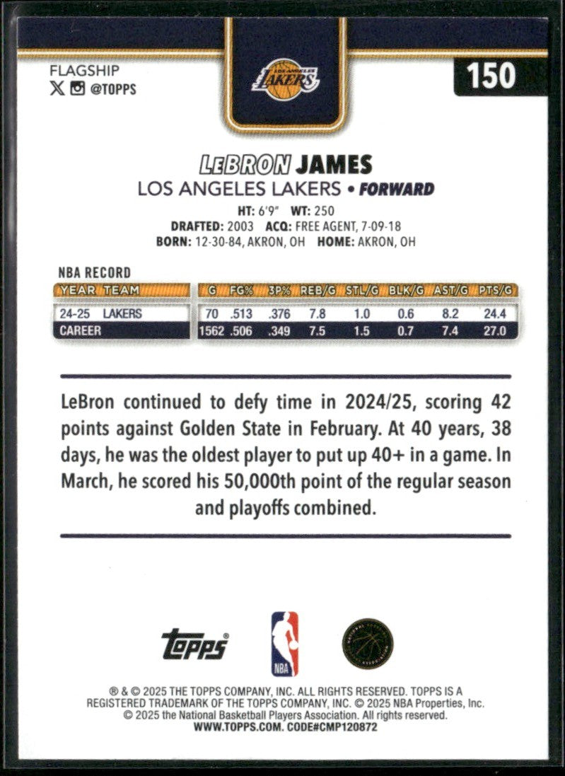 LeBron James 2025 Topps Season Tip-Off #150 Los Angeles Lakers