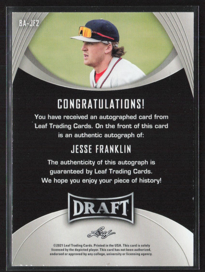 Jesse Franklin 2021 Leaf Draft AUTO #BA-JF2 Atlanta Braves