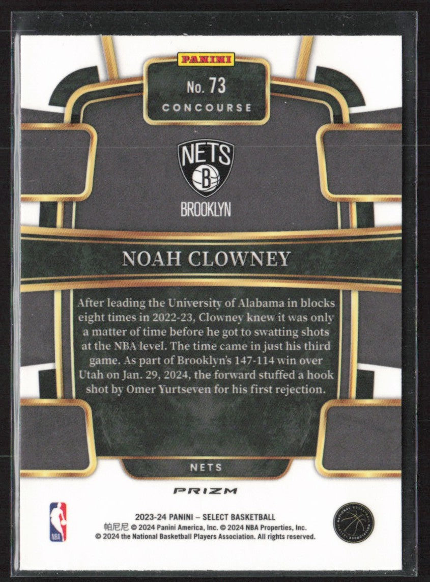 Noah Clowney 2023 Panini Select Concourse Tri-Color RC #73 Brooklyn Nets