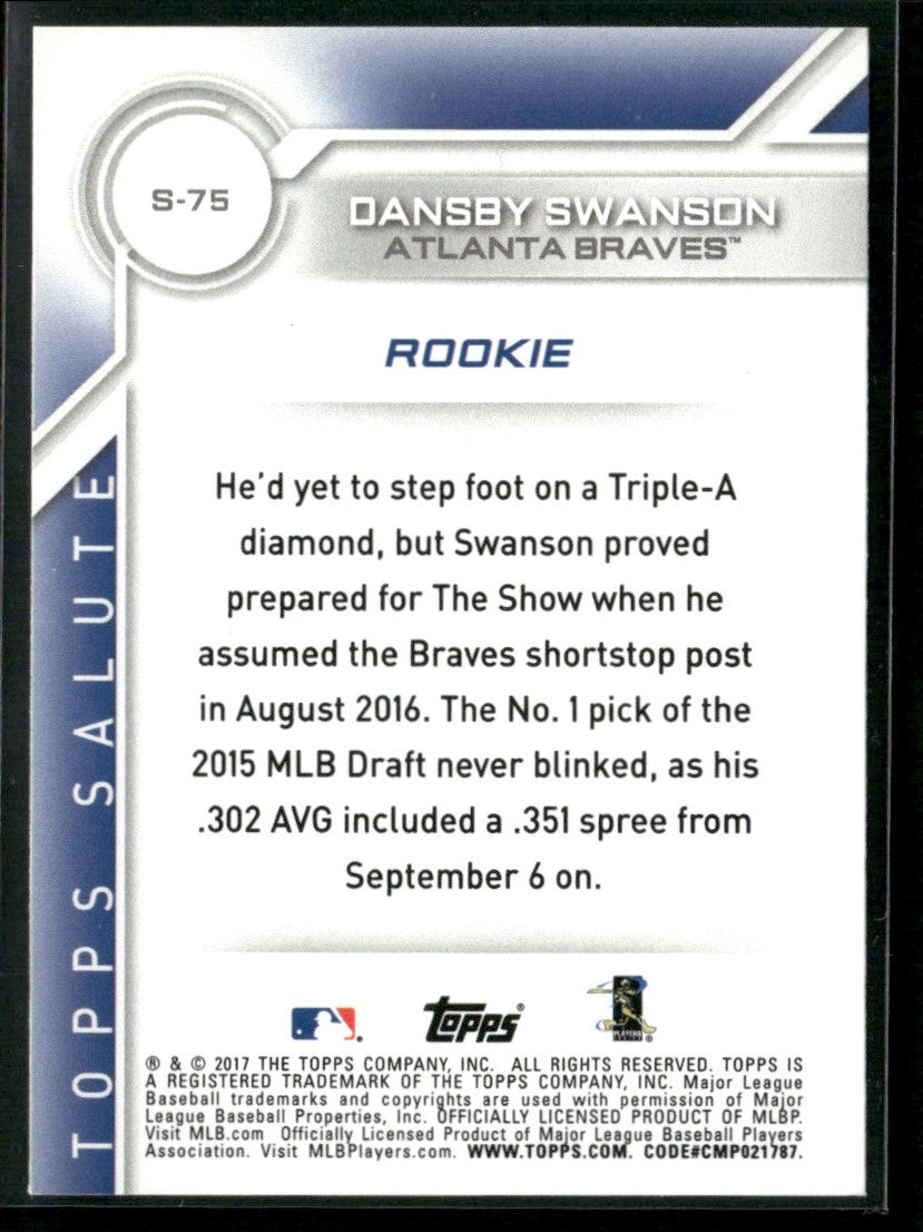Dansby Swanson 2017 Topps Salute RC #S-75 Atlanta Braves