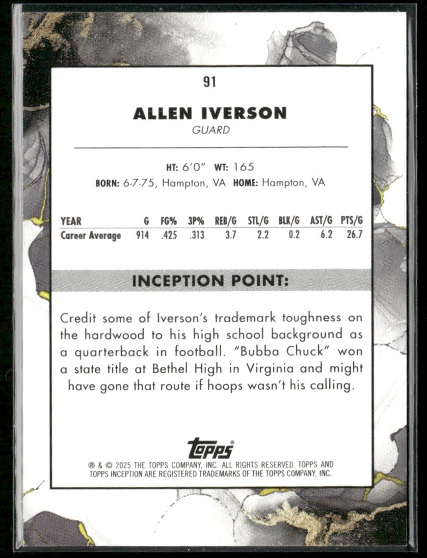 Allen Iverson 2024 Topps Inception #91 Philadelphia 76ers