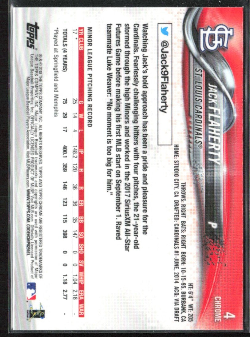 Jack Flaherty 2018 Topps Chrome RC #4 St. Louis Cardinals