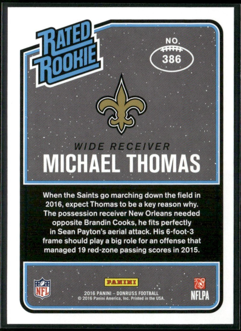 Michael Thomas 2016 Donruss RC #386 New Orleans Saints