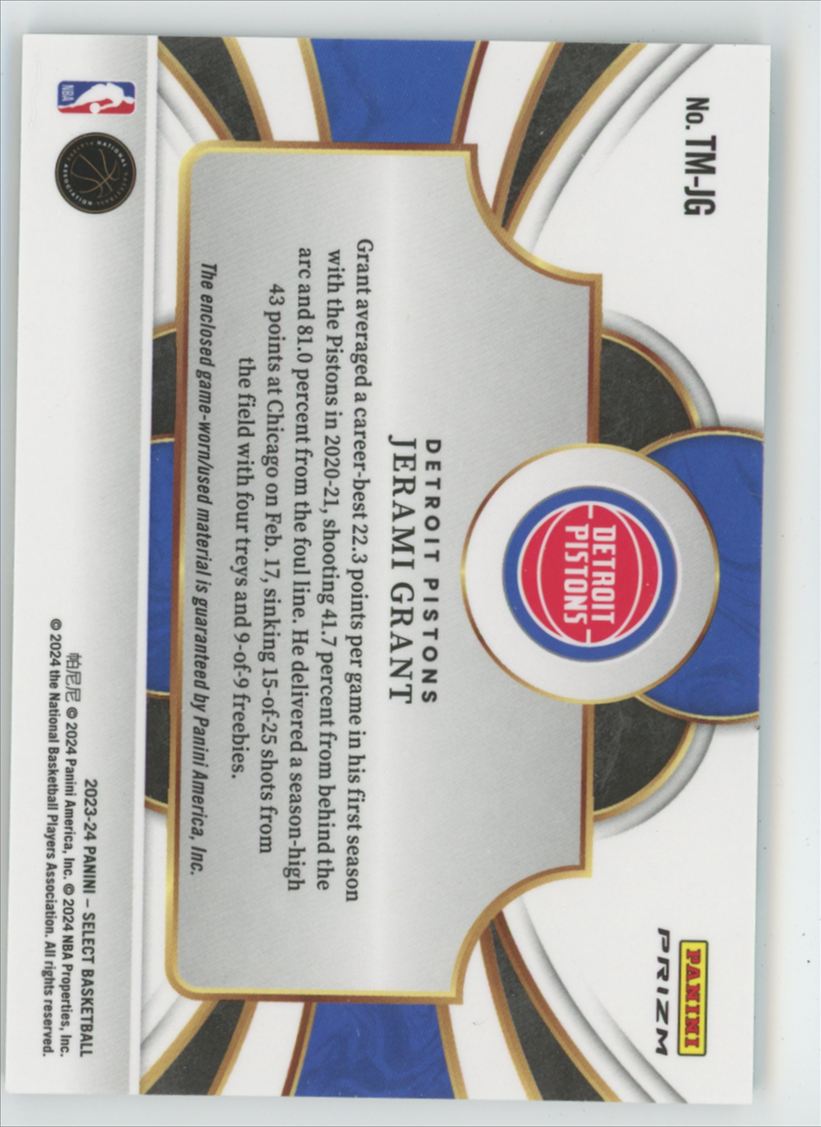 Jerami Grant 2023 Panini Select Throwback Memorabilia Jersey #TM-JG