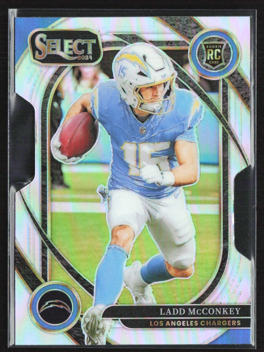 Ladd McConkey 2024 Panini Select Club Silver Prizm Die-Cut RC #268