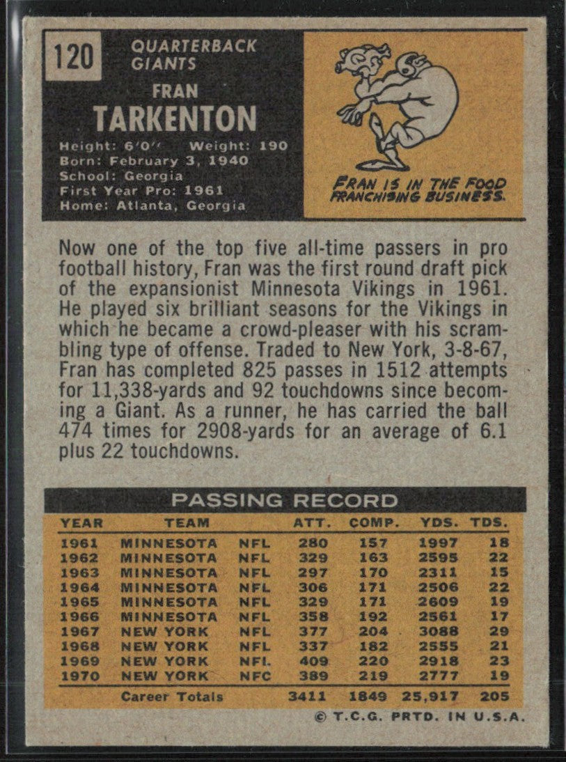 Fran Tarkenton 1971 Topps #120 New York Giants