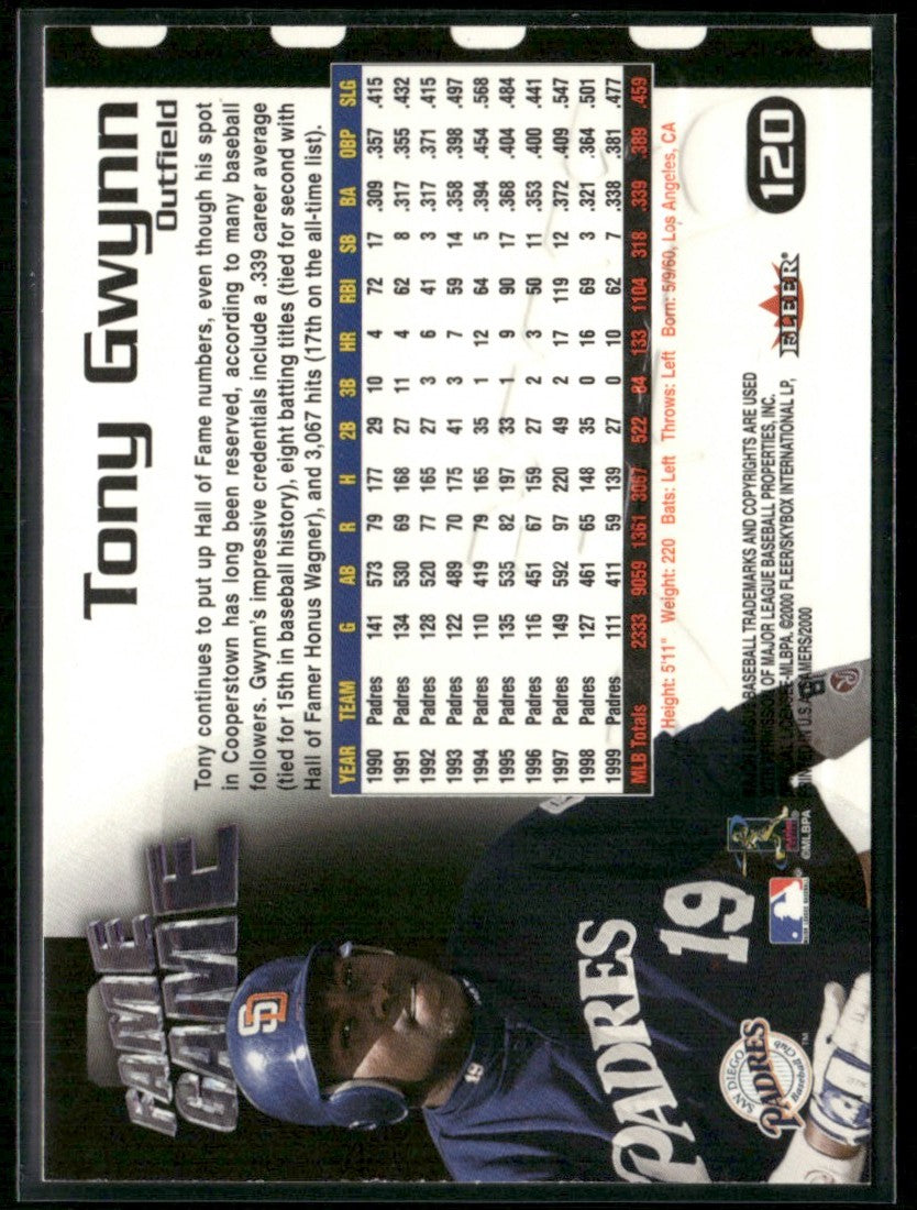Tony Gwynn 2000 Fleer Gamers Fame Game #120 San Diego Padres