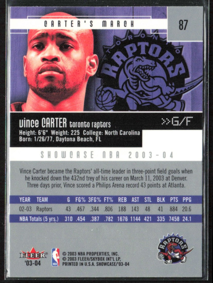 Vince Carter 2003 Fleer Showcase #87 Toronto Raptors