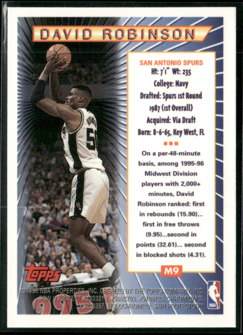 David Robinson 1996 Topps Mystery Finest #M9 San Antonio Spurs