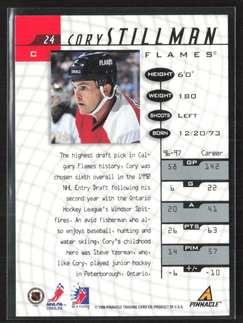 Cory Stillman 1997 Pinnacle Be a Player AUTO #24 Calgary Flames