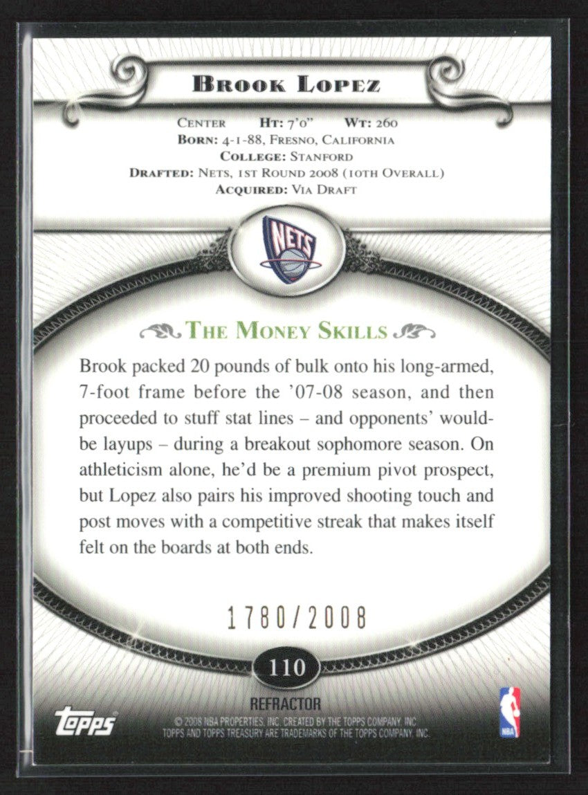 Brook Lopez 2008 Topps Treasury Bronze Refractor RC /2008 #110 New Jersey Nets