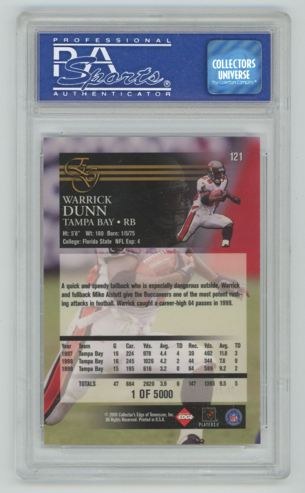 Warrick Dunn 2000 Collector's Edge Uncirculated /5000 psa 10.0 #121