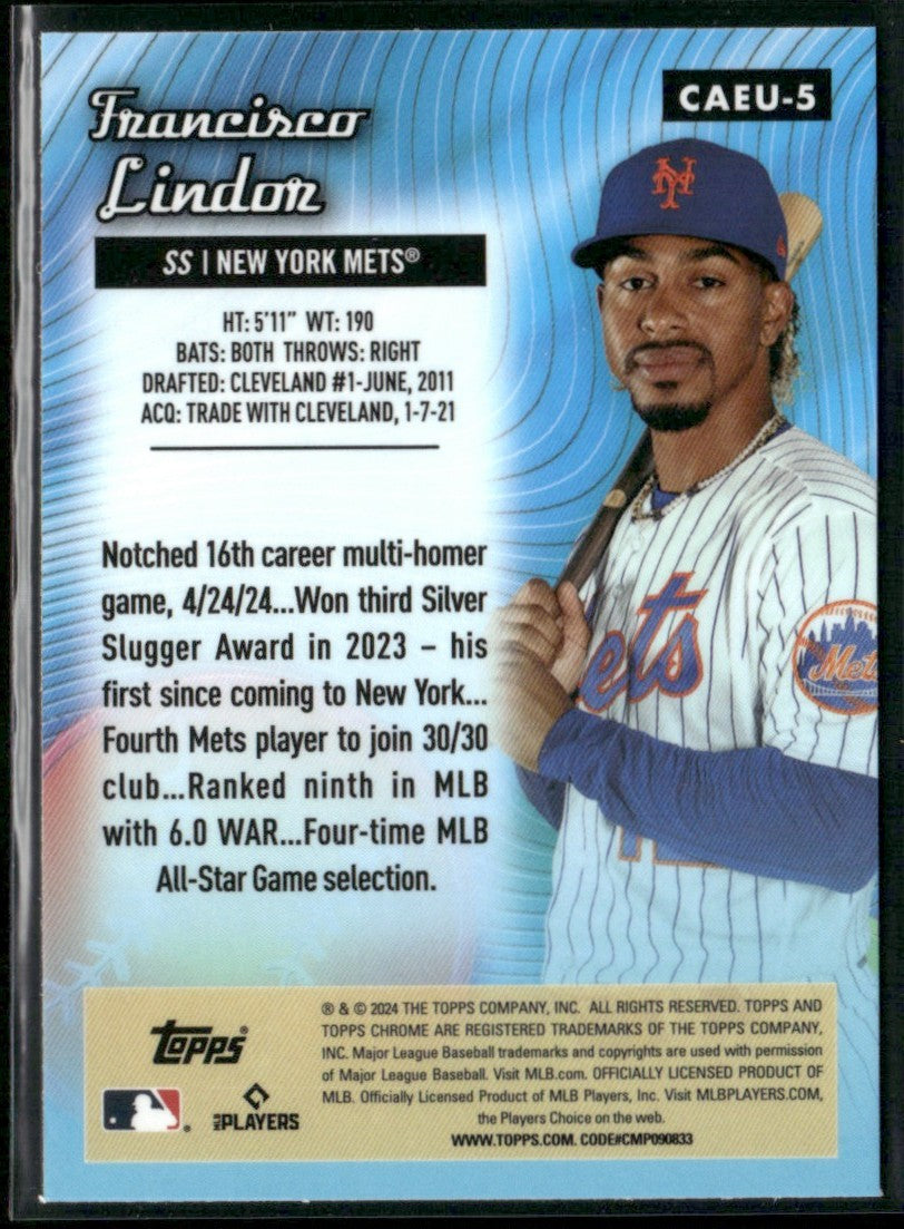 Francisco Lindor 2024 Topps Chrome Update All-Etch #CAEU-5 New York Mets