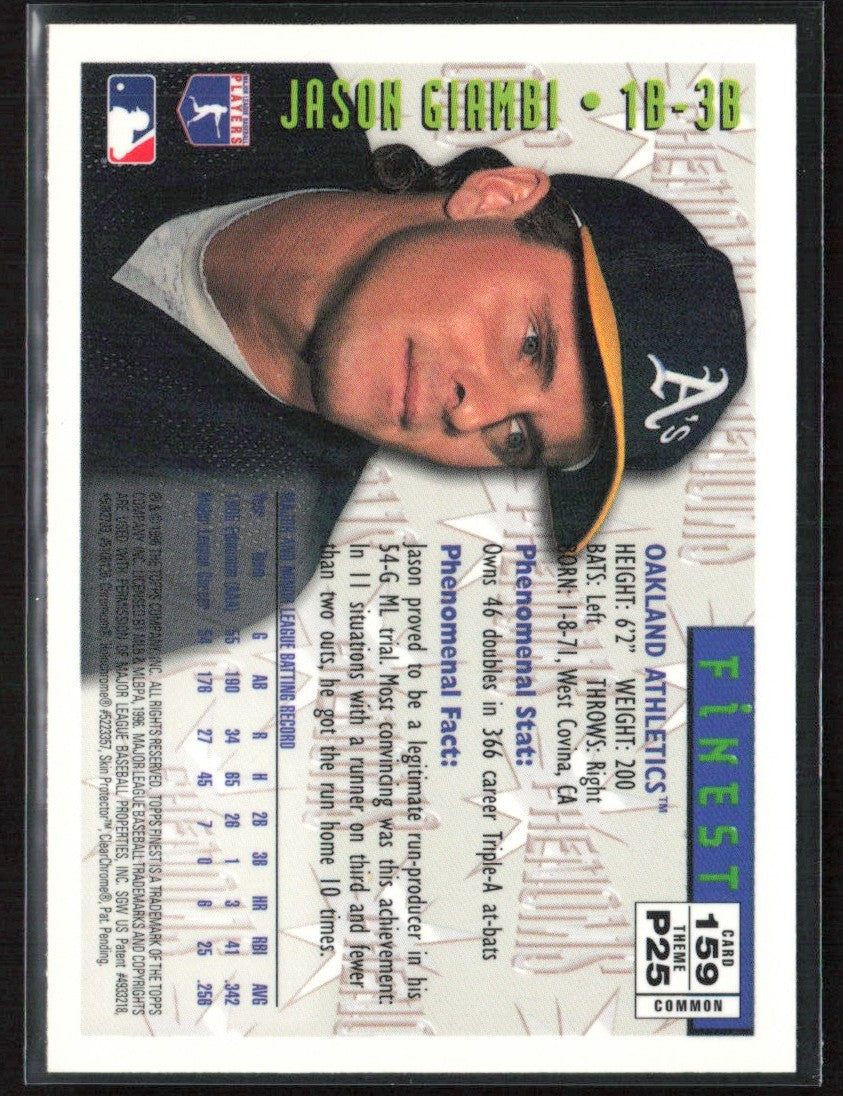Jason Giambi 1996 Topps Finest #159 Oakland Athletics