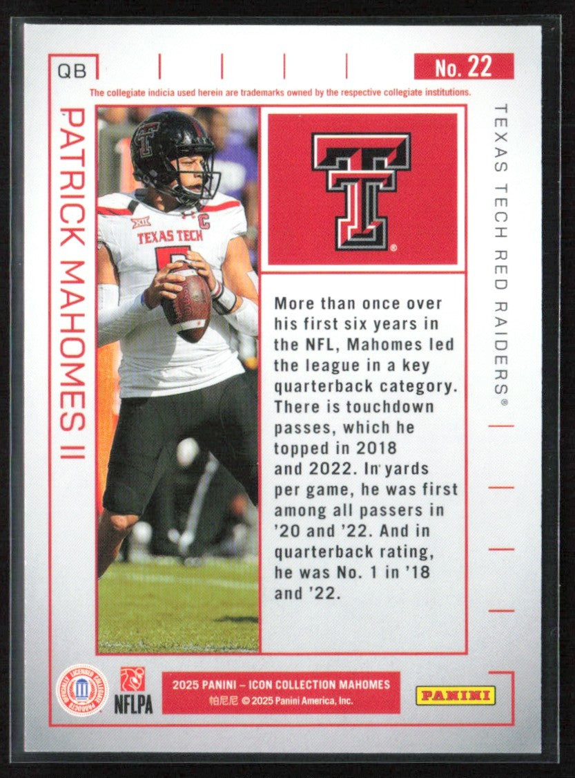Patrick Mahomes II 2025 Panini Icon Collection #22 Kansas City Chiefs