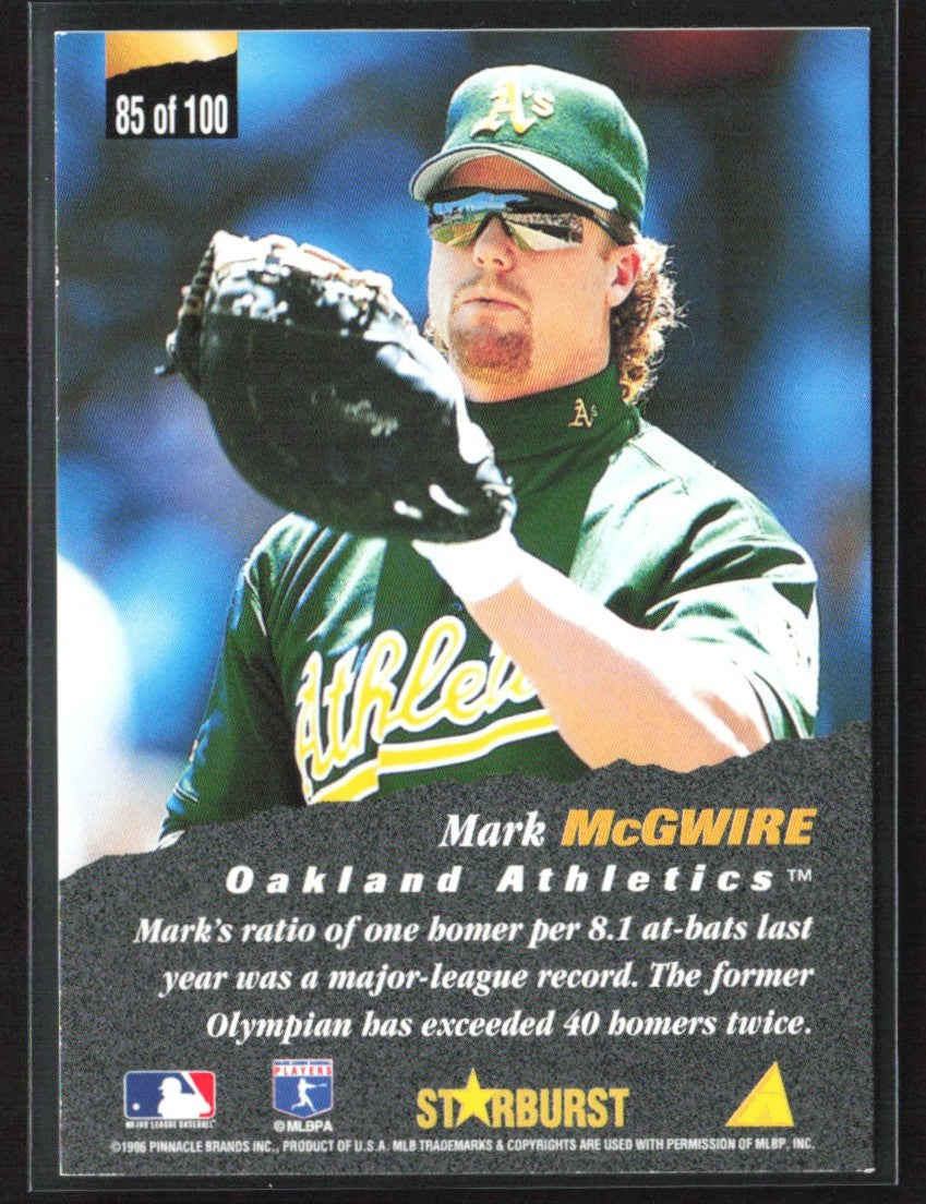 Mark McGwire 1996 Pinnacle Starburst The Naturals #85 Oakland Athletics