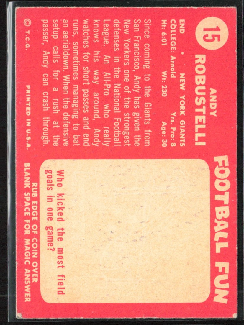 Andy Robustelli 1958 Topps #15 New York Giants