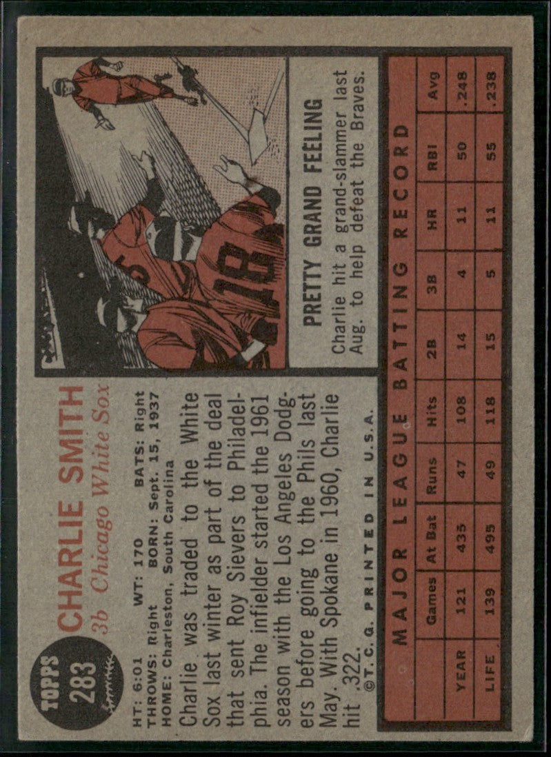 Charlie Smith 1962 Topps #283 Chicago White Sox