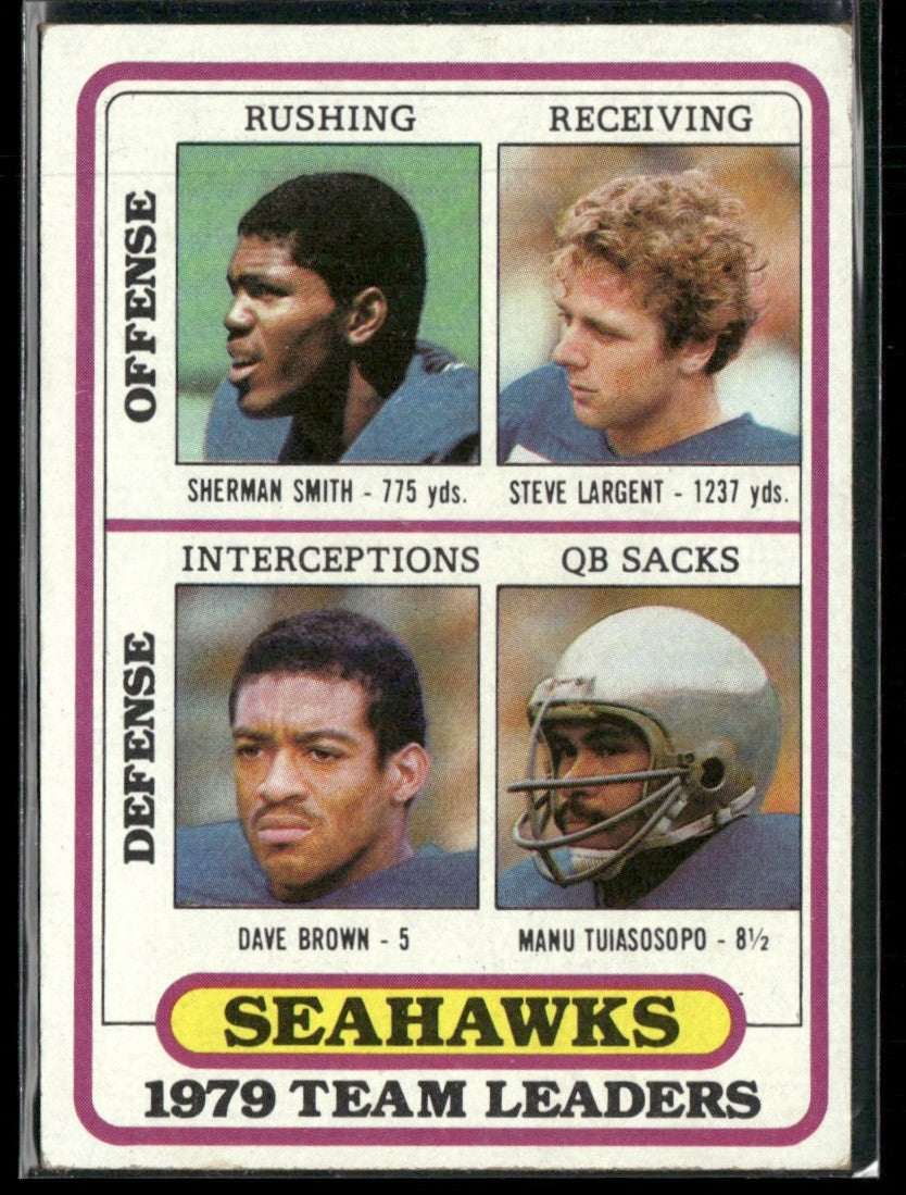 Smith, Largent, Brown, Tuiasosopo 1980 Topps Seahawks Team Leaders #57