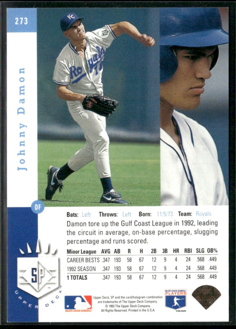 Johnny Damon 1993 Upper Deck SP Premier Prospects RC #273 Kansas City Royals