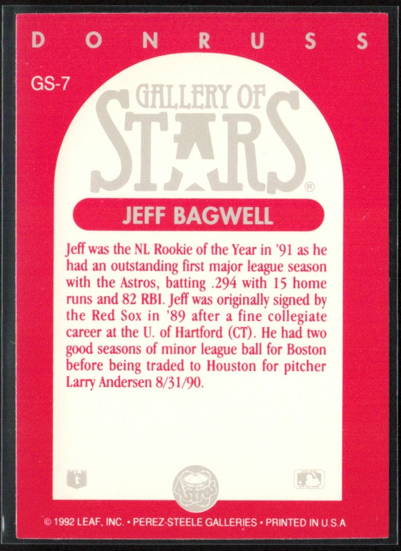 Jeff Bagwell 1992 Triple Play Donruss Gallery of Stars #GS-7 Houston Astros