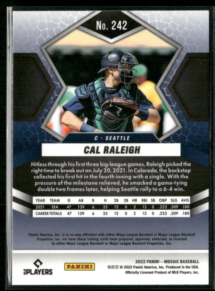 Cal Raleigh 2022 Panini Mosaic RC #242 Seattle Mariners