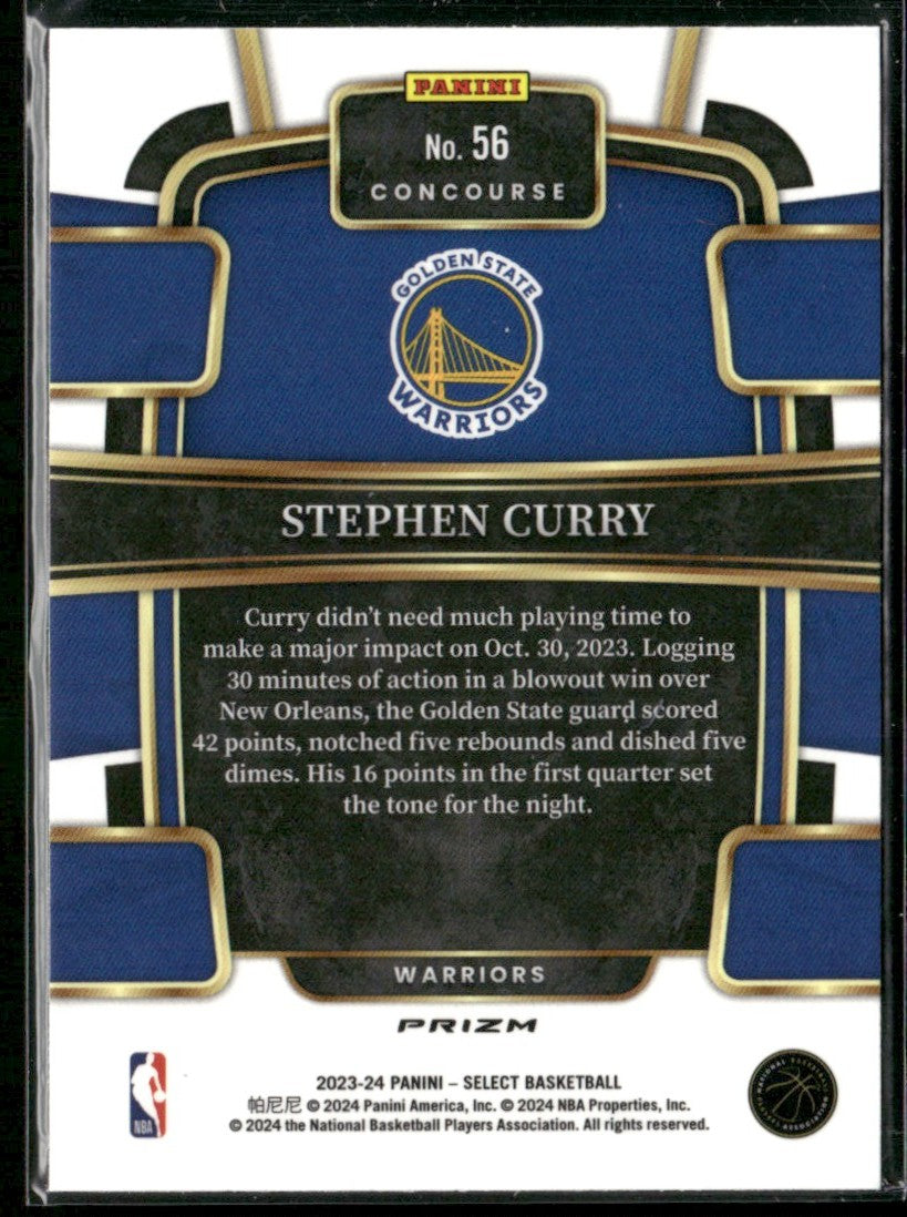 Stephen Curry 2023 Panini Select Concourse Blue Prizm #56 Golden State Warriors