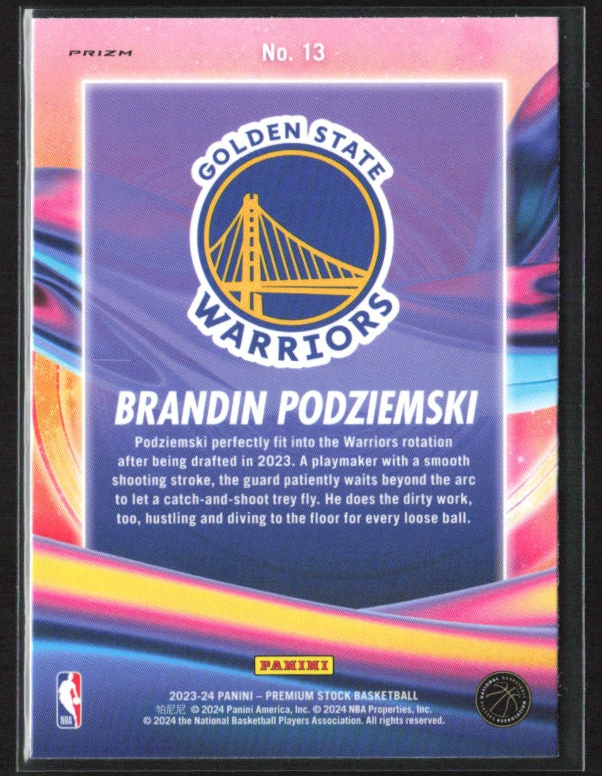 Brandin Podziemski 2023 Hoops Premium Stock Anti Gravity Silver Prizm RC #13