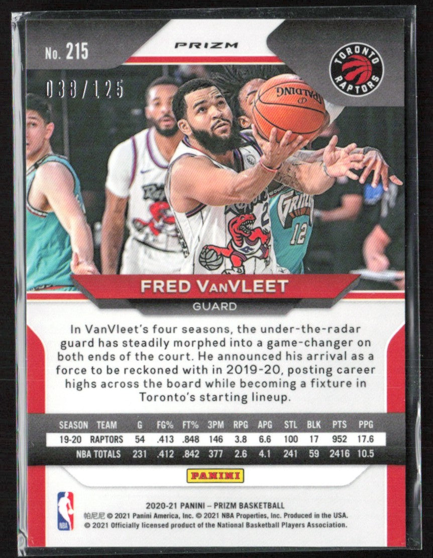 Fred VanVleet 2020 Panini Prizm Blue Ice /125 #215 Toronto Raptors