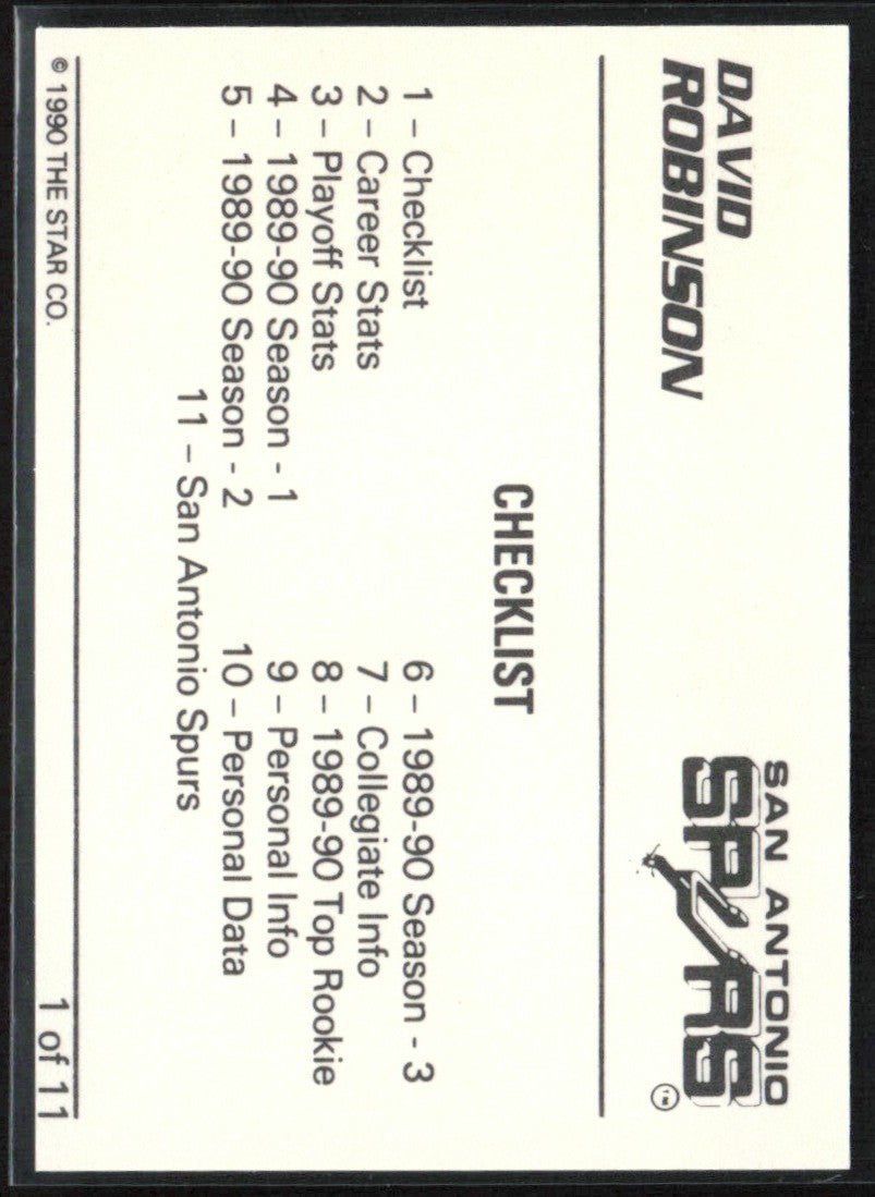 David Robinson 1990 Star #1 San Antonio Spurs