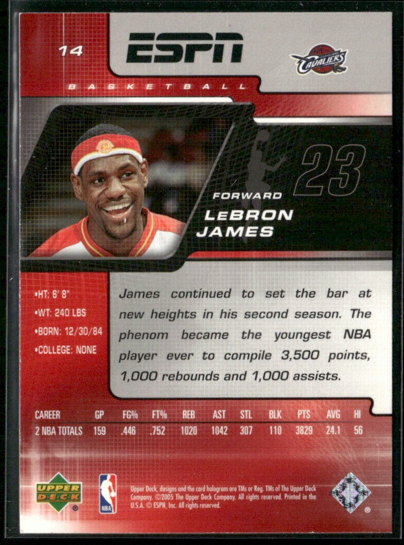 LeBron James 2005 Upper Deck ESPN #14 Cleveland Cavaliers
