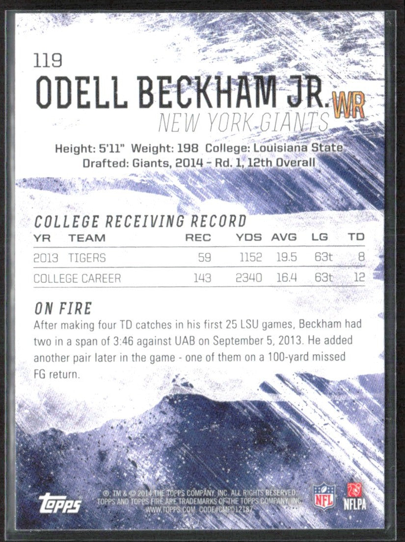 Odell Beckham Jr. 2014 Topps Fire RC #119 New York Giants
