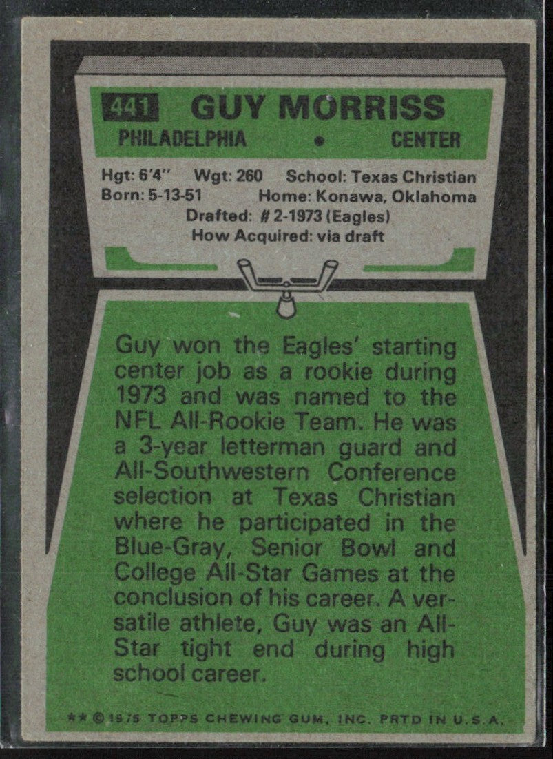 Guy Morriss 1975 Topps RC #441 Philadelphia Eagles