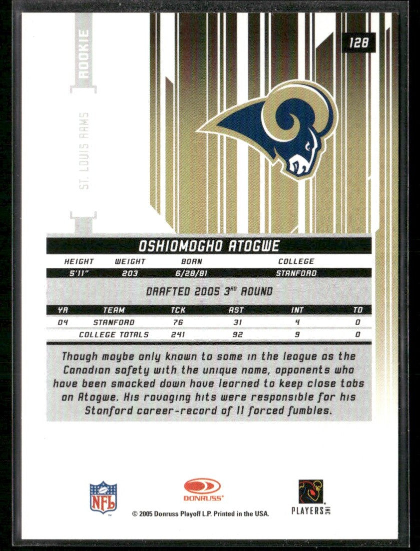 O.J. Atogwe 2005 Leaf Rookies & Stars Longevity Sapphire /199 #128
