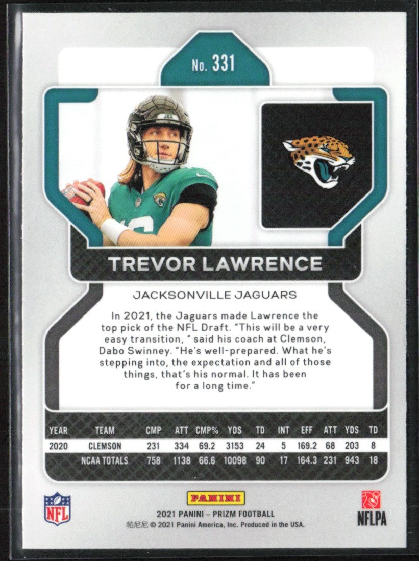 Trevor Lawrence 2021 Panini Prizm RC #331 Jacksonville Jaguars