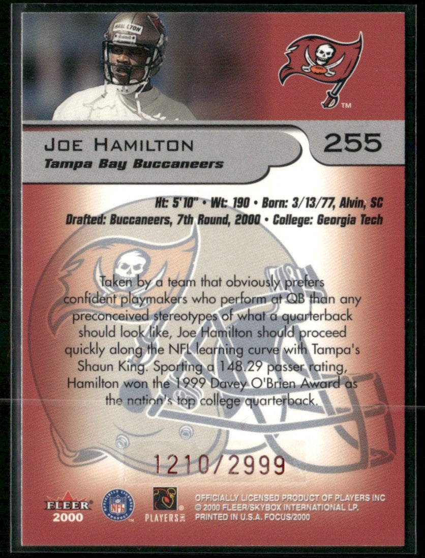 Joe Hamilton 2000 Fleer Focus RC /2999 #255 Tampa Bay Buccaneers