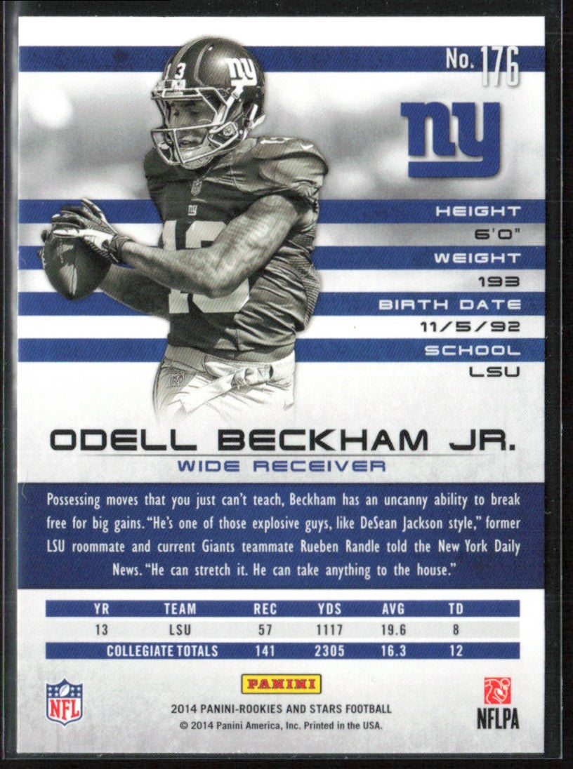 Odell Beckham Jr. 2014 Panini Rookies and Stars RC #176 New York Giants
