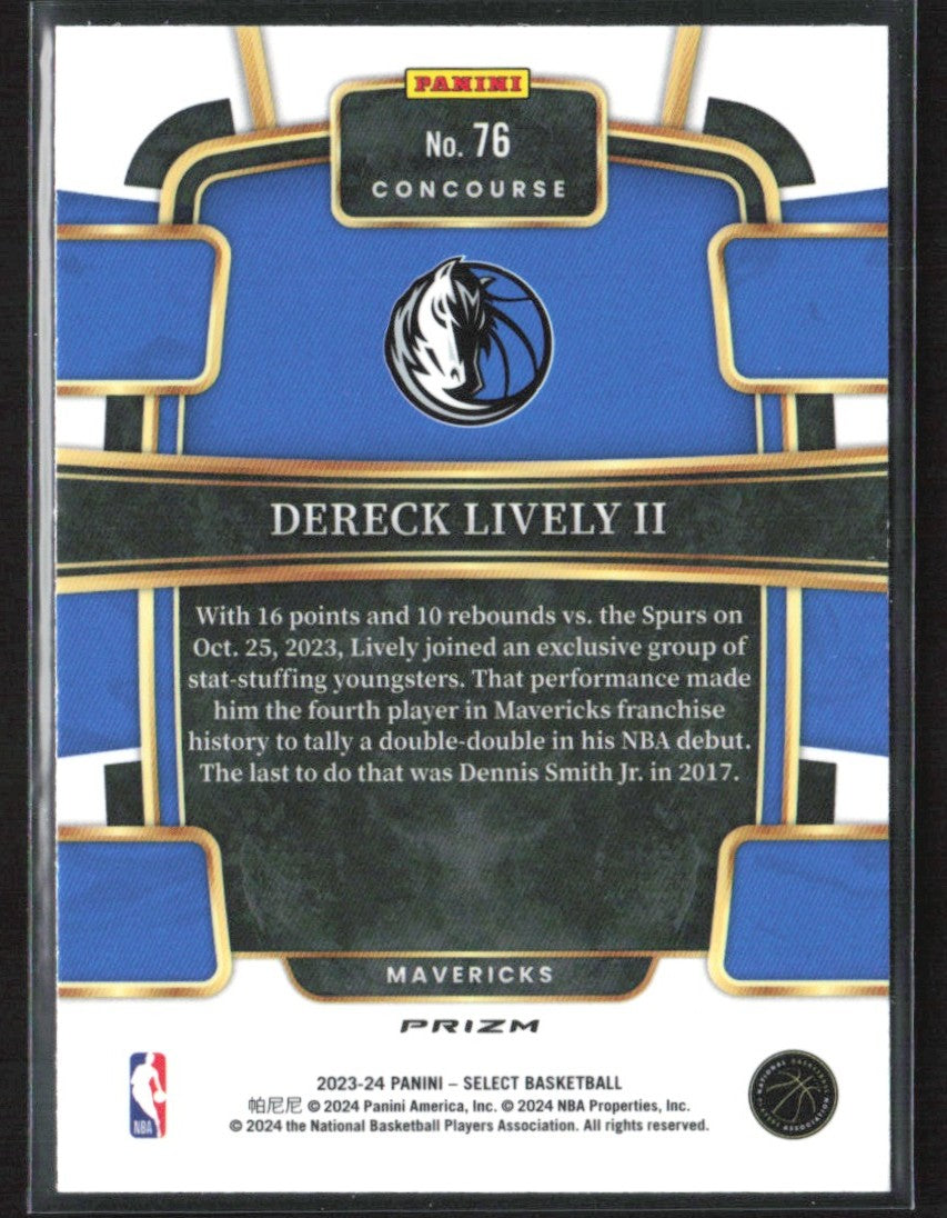 Dereck Lively II 2023 Panini Select Concourse Silver Prizm RC #76