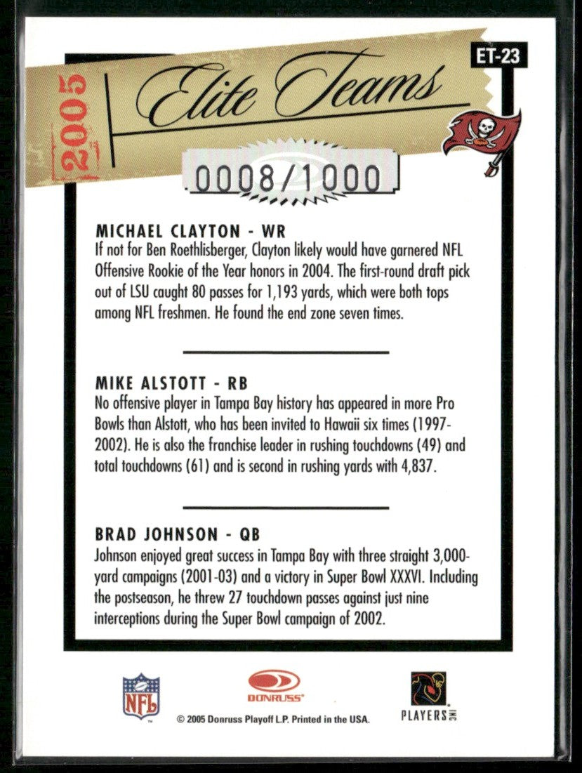 Alstott Clayton Johnson 2005 Donruss Elite Teams Silver /1000 #ET-23