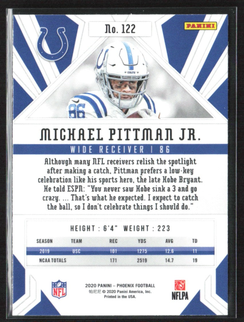 Michael Pittman Jr. 2020 Panini Phoenix Fire Burst RC AUTO #122
