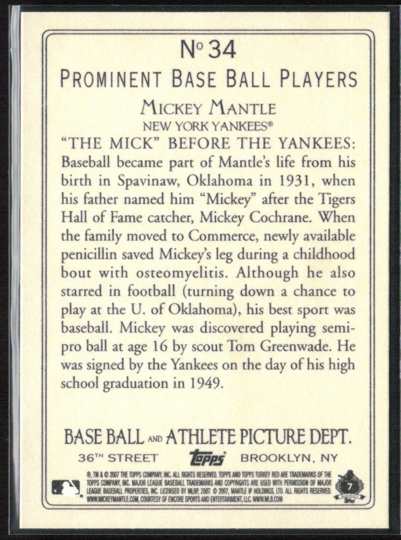 Mickey Mantle 2007 Topps Turkey Red #34 New York Yankees
