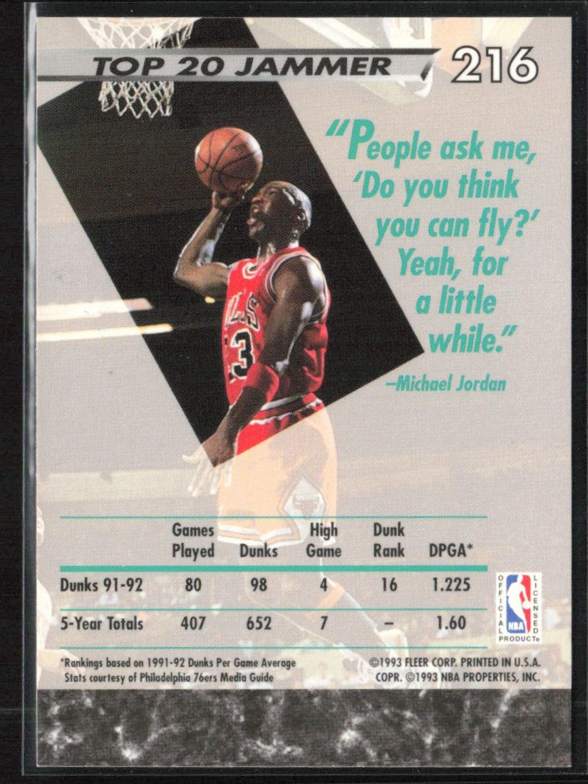 Michael Jordan 1992 Fleer Ultra #216 Chicago Bulls