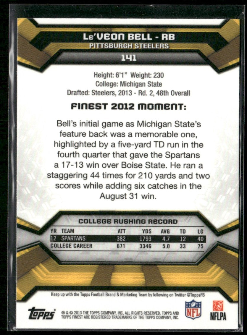 Le'Veon Bell 2013 Topps Finest RC #141 Pittsburgh Steelers