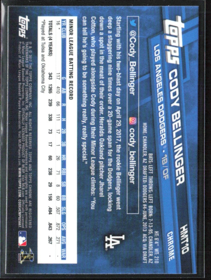 Cody Bellinger 2017 Topps Chrome RC #HMT10 Los Angeles Dodgers
