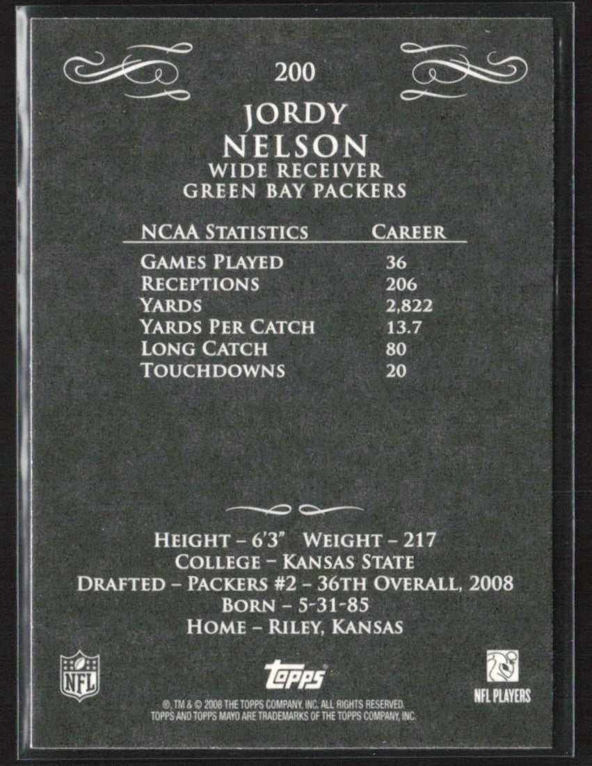 Jordy Nelson 2008 Topps Mayo RC #200 Green Bay Packers
