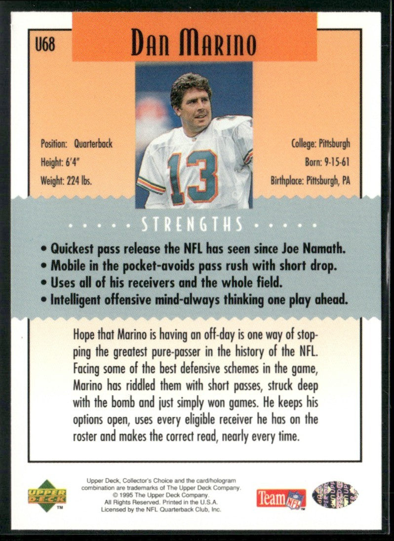 Dan Marino 1995 Collector's Choice The Key #U68 Miami Dolphins
