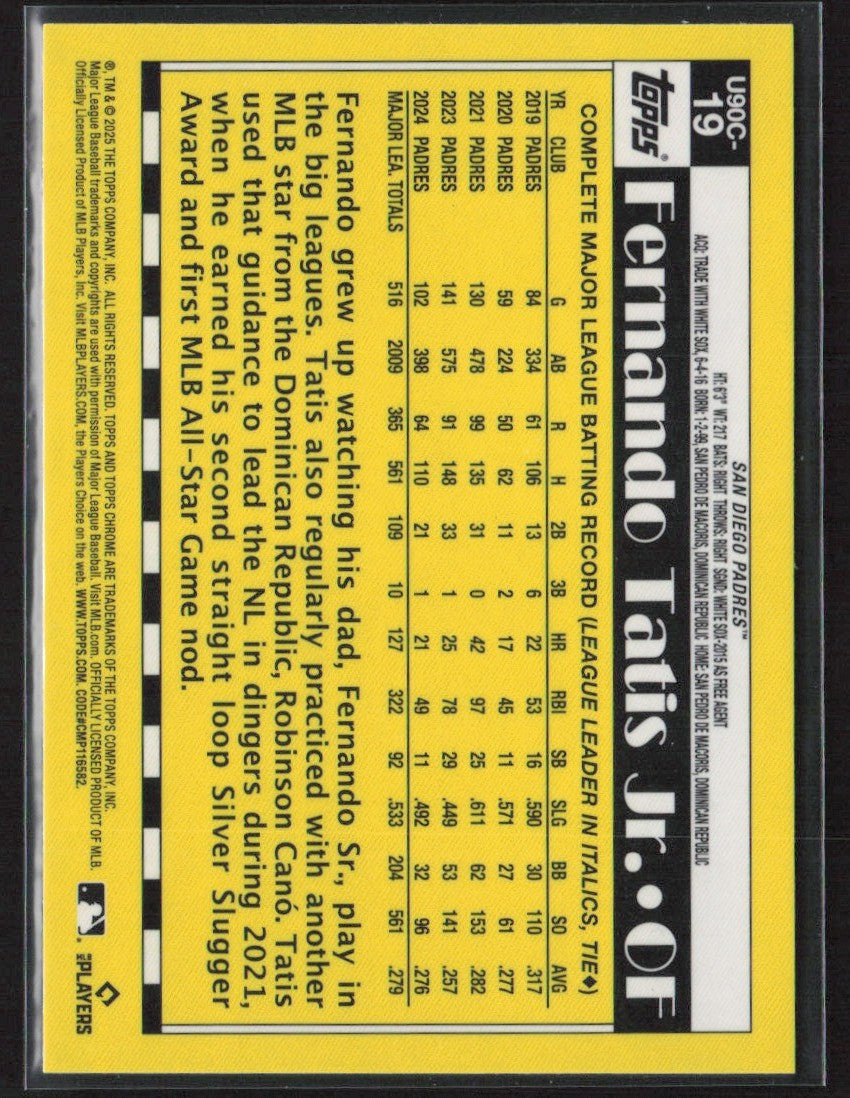 Fernando Tatis Jr 2025 Topps 1990 Chrome Silver Pack #U90C-19 San Diego Padres