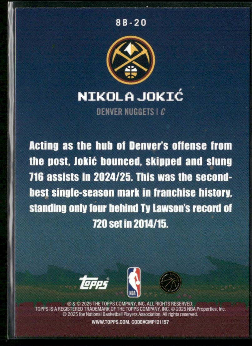 Nikola Jokic 2025 Topps 8-Bit Ballers Holo Foil #8B-20 Denver Nuggets