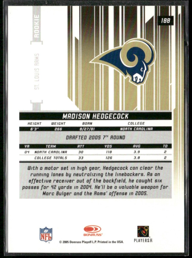 Madison Hedgecock 2005 Leaf Rookies & Stars Longevity RC /999 #188