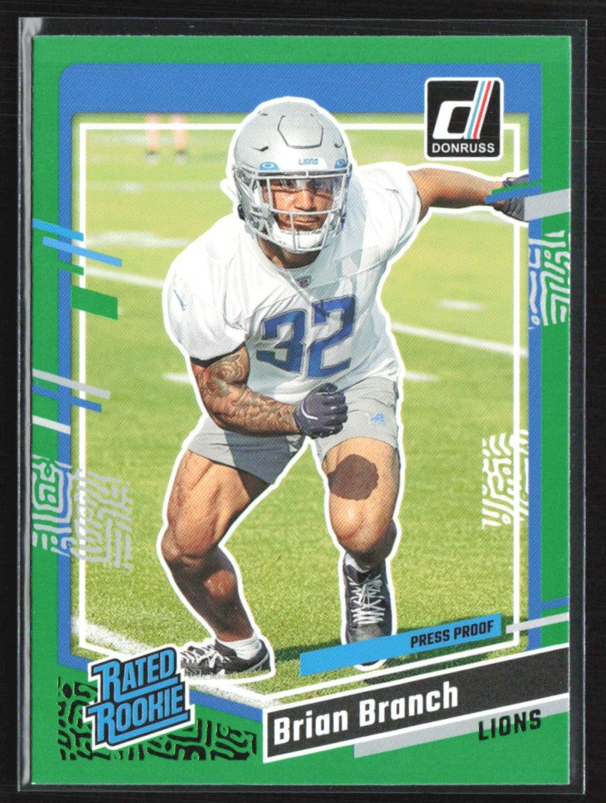 Brian Branch 2023 Donruss Press Proof Green RC #328 Detroit Lions